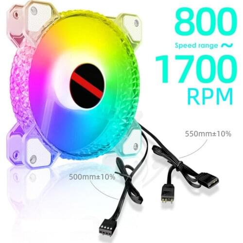 120mm Computer Case Fan Silent 12CM Wireless Remote Control Fan CPU Cooling RGB Quiet PC Cooler Fan Transparent 5v DC Case Fans