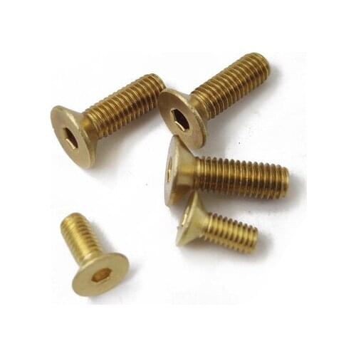 3pcs M5 brass Allen countersunk head screws hexagon socket flat head bolts brassiness hexagon socket screw bolt 8mm-25mm long