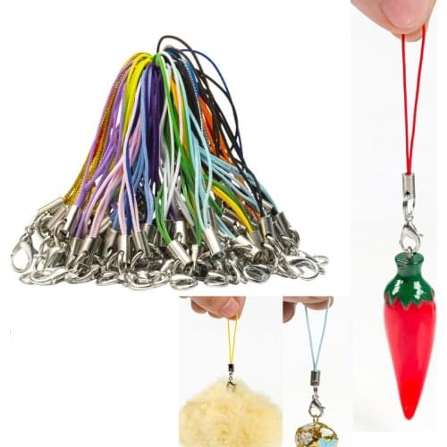 50pcs 70mm Multicolour Buckle Lock Cord Belt Lanyard Straps Mobile Trinket Nylon Key Chain Ring DIY mobile phone/bell ornaments