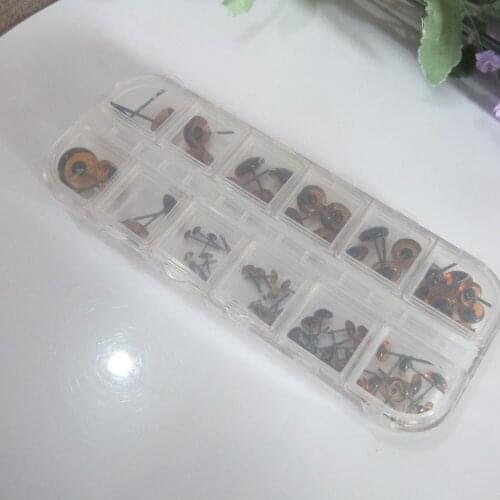70pcs/lot coffee 3/4/5/6/7/8/9/10/11/12mm mix size glass pin toy eyes for diy doll findings