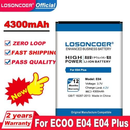 LOSONCOER 4300mAh for ECOO E04 Battery ECOO E04 Plus Bluboo X6