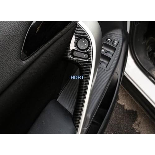 Car Styling Carbon fibre / ABS chrome Plastic Interior 2PCS Front Door Handle Cover Trim for Mitsubishi Eclipse Cross 2018-2020