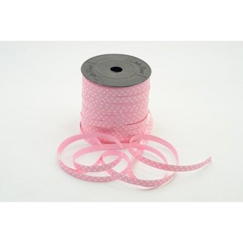 White Polka Dot Pink Color Raffia Rabant 200 m