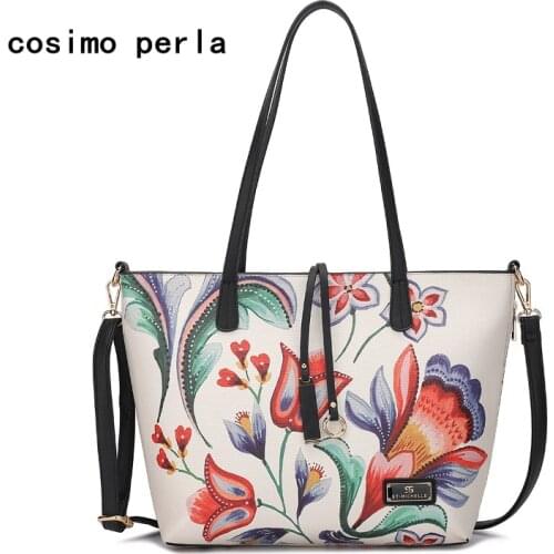 Large Floral Prints Leather Tote Bags for Women Fashion Mother Handbags with Pocket Work Casual Shopping Purses