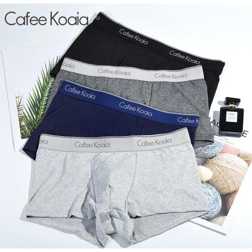 Cafee Koaia Mens Underwear Man Boxer Antibacterial Breathable Solid Flexible Shorts Boxers Homme Male Panties Underpants