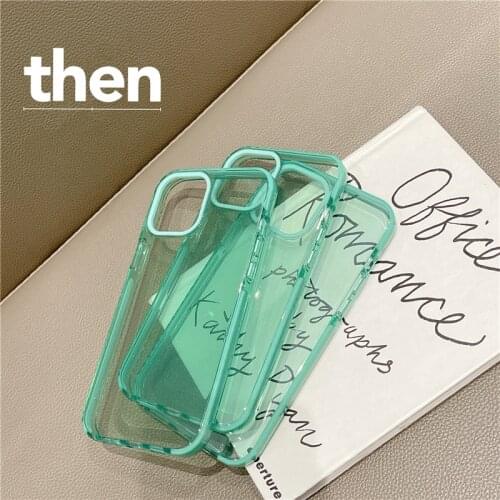 For iPhone 12 Pro Max Case Mint Green Clear Jelly Transparent Cover for iPhone 11 Pro 7 8 Plus XR XS X SE 2020 6 Silicone Cases