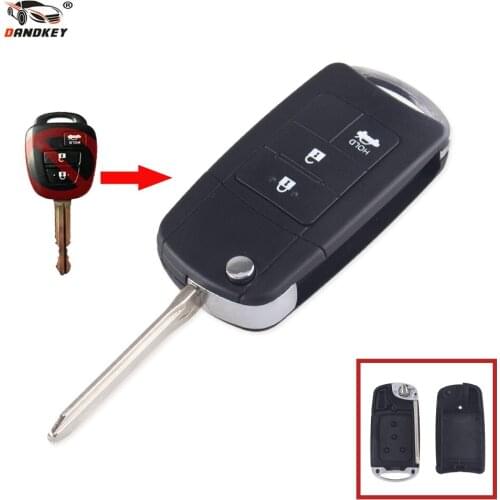 Dandkey Car Remote Key Shell Fob 3 Buttons Replacement Modified Key Case Shell For Toyota Camry RAV4 Corolla With TOY43 Blade