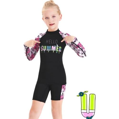 Childrens one piece Swimwear back Zipper Elastic Diving Suits Kids Long sleeve Swimsuit Snorkeling Surfing Wetsuits