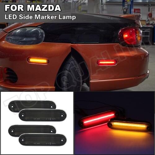 For 1990-1997 1998-2005 Mazda Miata MX-5 Car LED Front Rear Side Marker Light Amber+Red Turn Signal Lamp Smoke Lens