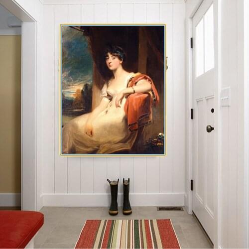 Citon Thomas Lawrence《Miss Harriet Clements》Canvas Oil painting Art Poster Picture Modern Wall decor Home Living room Decoration