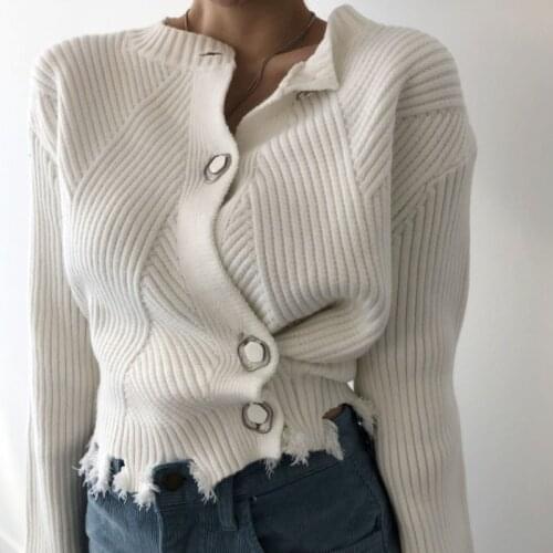 Solid Casual Oversize Warm Knitted Cardigan Women 2020 Autumn New Long Sleeve Short Knitwear Winter Women Sweater