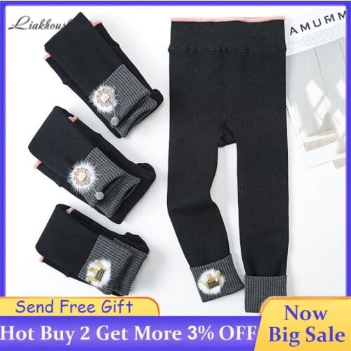 Girls Leggings 2020 Winter Girl Warm Cartoon Leggings Pants Toddler Baby Thicken Thicken Pants Kids High Quality Tight Leggings