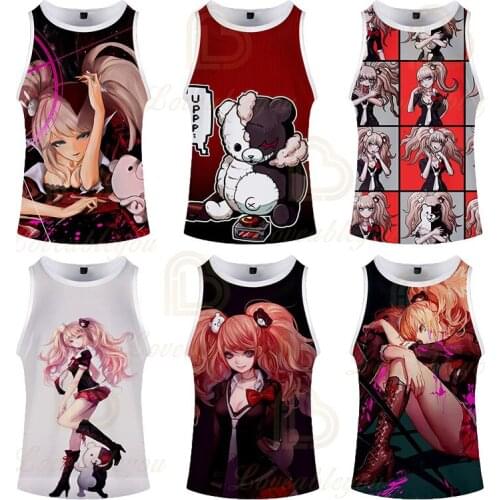 2020 New Japan Anime Monokuma Sleeveless Shirts Tank Top Unisex Fitness Summer Shirts Singlet Bodybuilding Vest Tops