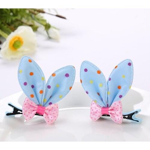 Cute Baby Girl Hair Clips Handmade Rabbit Ear Hair Clip Cute Bow Resin Diamond Barrettes Children Headwear Kids Hair Accessories