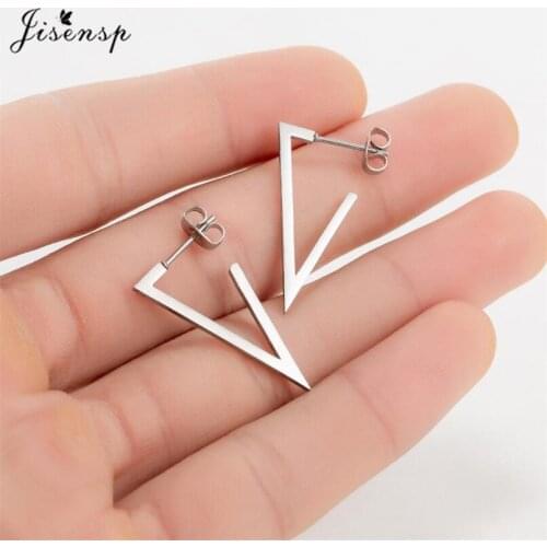 Jisensp Punk Minimalist Triangle Stud Earring Fashion Stainless Steel Earrings for Women Everyday Jewelry Party Gift Oorbellen