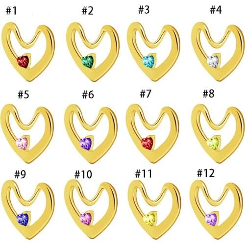 16x17mm Heart Charms Birthstone Heart Beads Bracelet Charms
