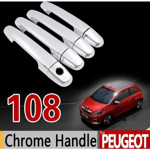 For Peugeot 108 Chrome Handle Cover Trim Set for 2Dr 4Dr 2014 2015 2016 2017 2018 All Model Accessories Stickers Car Styling