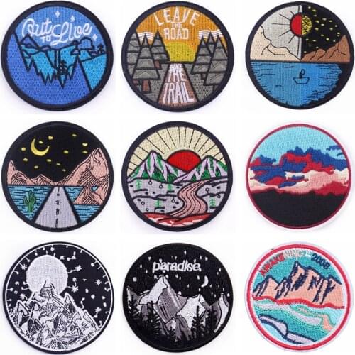 Wilderness Patch Stickers Camping Stripe Embroidery Patches For Clothes Outdoor Patch Iron On Patches For Clothes Applique Decor