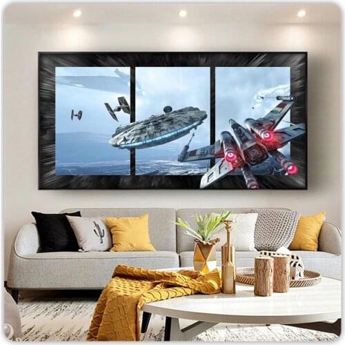 Wall Art Space Ship Canvas Painting Visual Impact Effect Poster Wall Picture Home Decor