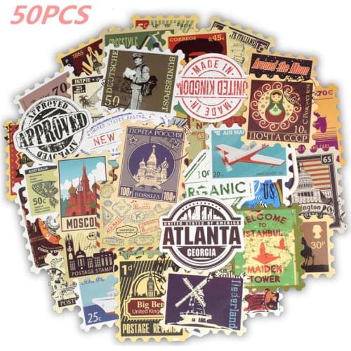 Laptop Stickers Retro Various Countries Stamps Laptop Sticker For Ps4 For Ipad Pro DIY To Laptop Skin Refrigerator Luggage Decal