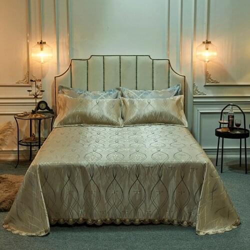 2020 new products Jacquard ice silk mat Bed cover Fitted Sheet Pillowcases 2/3 pcs Lace 160x230cm/250x250cm Bedding