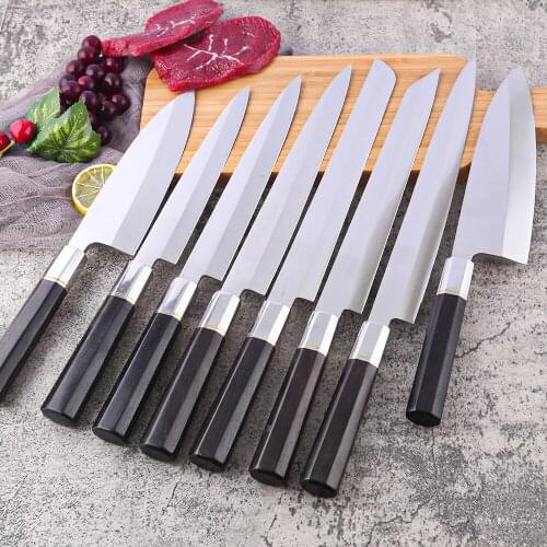 Salmon Sashimi Knife 5Cr15 Stainless Steel Filleting Knives Japanese Sushi Yanagiba Knife Raw Fish Slicing Knives Ebony Handle