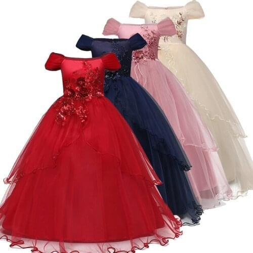Formal Clothing For Girls Short Sleeve Teenge Girl Dress Summer 6-12 Yrs Princess Clothes Christmas Dress Up Bridesmaid Dresses