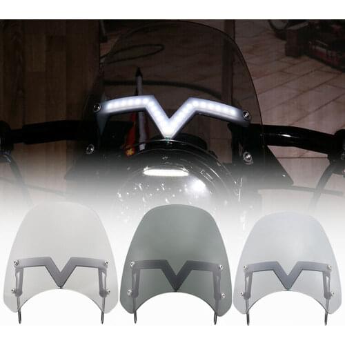 Motorcycle 5-7" Retro Wind Deflector Windshield LED Turn Signal Driving DRL For Harley XL Royal Enfield 500 Triumph Victory R9T