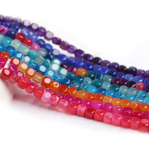 High Quality 7-8mm Natural Agates Stone Smooth Cracked Square Shape Necklace Bracelet Jewelry DIY Gems Loose Beads 15 Inch wk37