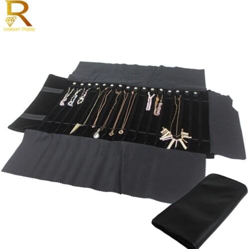 Portable Jewelry Roll Bag Pendant Bracelet Organizer Storage Pouch Portable Necklace Display Travel Cases Velvet/PU Leather