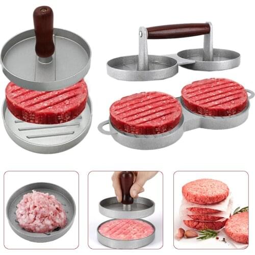Round Shape Hamburger Press Patty Maker High Quality Aluminum Alloy Hamburger Meat Beef Grill Burger Press Meat Tools Food Molds
