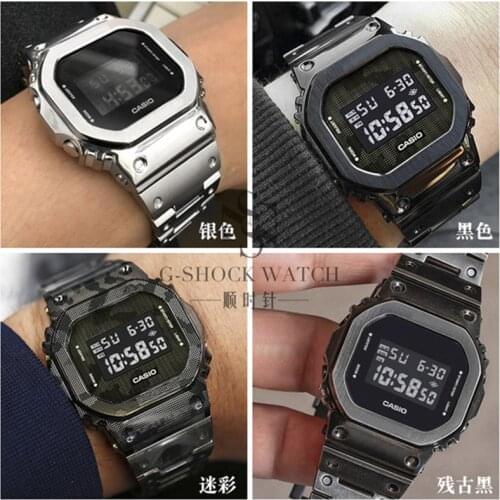 Watchband Strap For Casio GM5600 GM-5600 Bezel Frame Watch Band Metal Steel Case