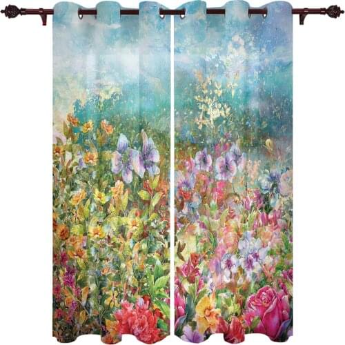 Outdoor Curtains Spring Flowers Bloom Living Room Kitchen Curtain Drape For Patio Garden Gazebo Yard Valance Cutains