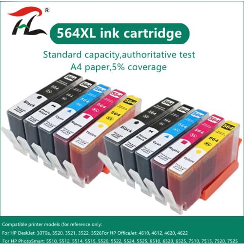 Compatible 564 ink cartridge for hp 564XL for hp564 Photosmart 5510/5511/5512/5514/5515/5520/5522/ 5525/6510/6512/6515 printer
