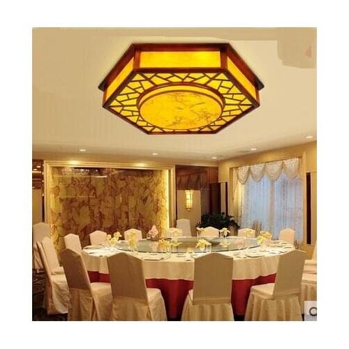 Modern Chinese Wooden Ceiling Light Simple Sheepskin Retro Pvc Restaurant Hotel Ceiling lamps