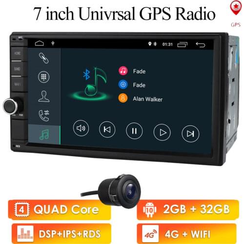 2 Din 7'' 2GB+32GB Quad Core Universal Android 10 AutoRadio Stereo GPS Navigation WiFi 1024*600 Touch Screen 2din Car multimedia