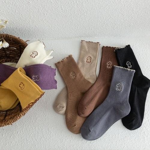 Spring Animal Print Socks Funny Cute Lace Korean Ladies Girl Ankle Cartoon Cute Autumn Cotton Fashion Japan Harajuku Socks