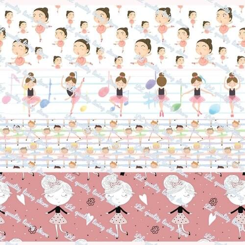 WL 16mm 22mm 25mm 38mm 50mm 75mm Cartoon Ballet Girl Print Grosgrain Ribbon Diy Handmade Animal Collar Party Decoration