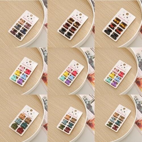 6Pcs/set 2021 Trend Solid Colorful Hairpin Women Girl Hair Clip Small Hair Claw Bow Styling Tool Fashion Hair Accessories 2.5cm