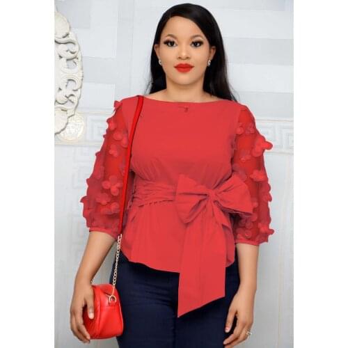 Africa Style T-shirt Bow Woman Tee Top Casual Plus Size T-shirt Summer Tops for Women 2020