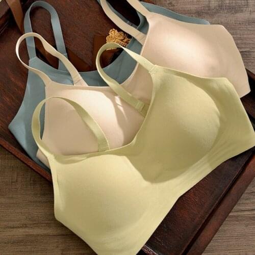 Womens Seamless Bra Sexy No Steel Ring Push Up Underwear Thread Comfortable Female Students Breathable Thin Section
