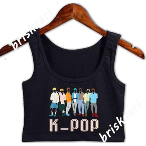 Kpop Korean Pop Music Boy Band For Kpop Fanatics Crop Top Women O Neck Outfit Summer Letters Tops Gift New Style Create Vest