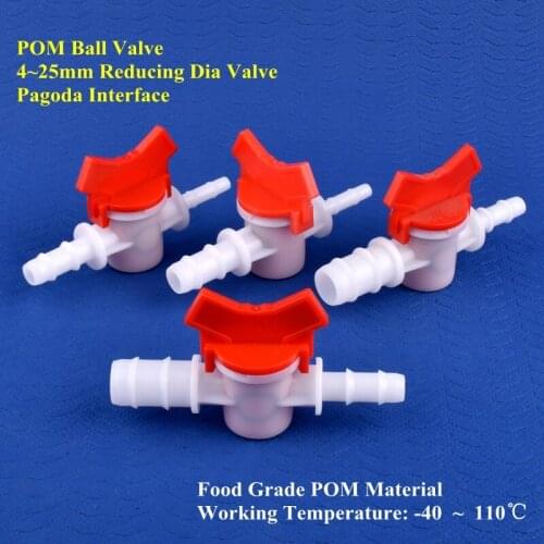 1~50pcs 4~25mm Reducing Dia POM Ball Valve Micro Drip Irrigation Hose Pagoda Joint Aquarium Tank Water Circulation Control Valve