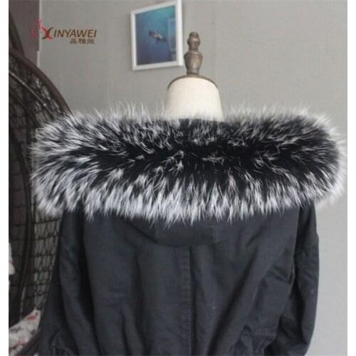 100% Natural Jacket Fur Collar Real Raccoon Fur Women Scarves Winter Coat Female Neck Cap Long Warm Genuine Fur Scarf