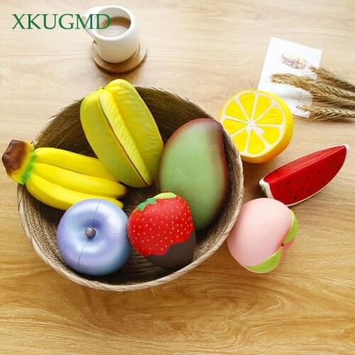3Pcs Nordic Creative Pu Slow Rebound Simulation Fruit Set Decoration Decompression Photography Props Home Decorat Ornaments