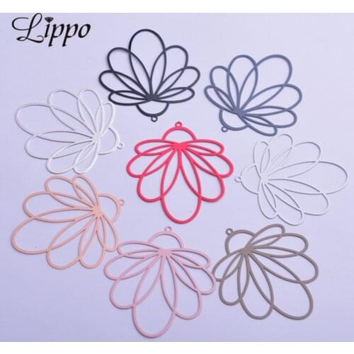 30pcs AB6262 41*45mm Big Size Rose-red Filigree Flower charms Silver Color Rose gold Color Pendant Brass Thin Material supplies