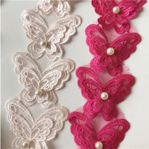 3D Butterfly Beading Lace Trimmings DIY Sewing Material Free Shipping Patch For Clothes