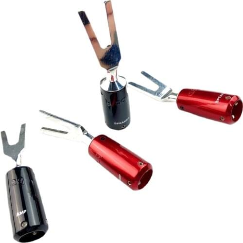 4Pcs No Welding HIFI Audio Adapter Connector 1003 Series Silver Banana or Shovel Plug Accessories for DIY Speaker Cable