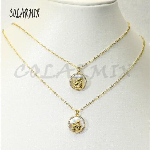 8 Pcs Religion jewelry angel charm necklace Cupid necklace accessories zircon accessories jewlery for women 9576