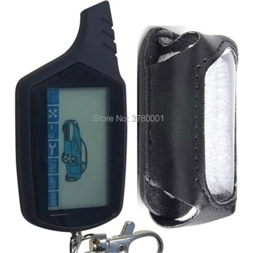 A91 2-way LCD Remote Control Key Fob, + Leather Key Case for Vehicle Security Anti-Theft 2 Way Car Alarm System Starline A91